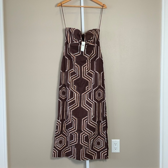 Anthropologie The Soleil Strapless Linen Plunge-Neck Midi Dress - Picture 5 of 16